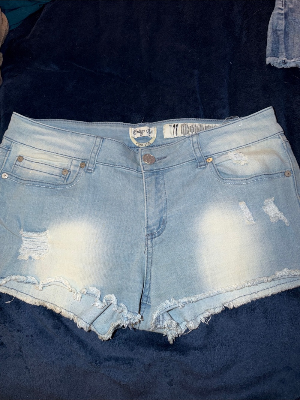 Indigo Rein Light Blue Distressed Denim Shorts